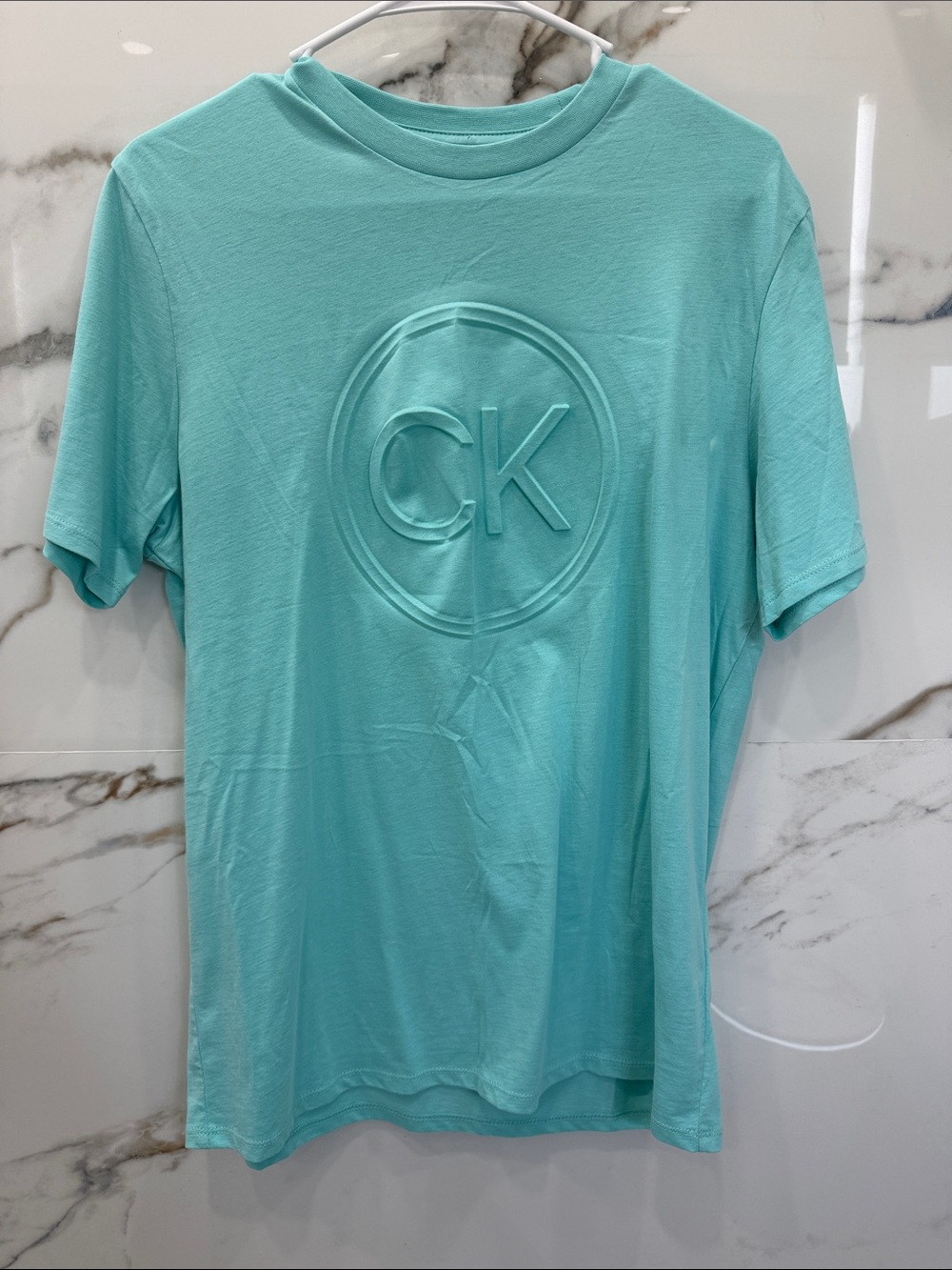 Calvin Klein Kids Seafoam Green Embossed CK Tee